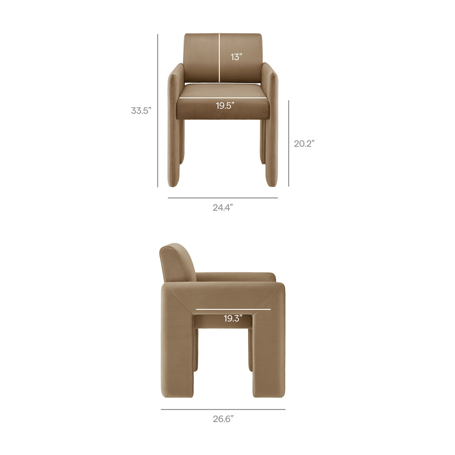 Myrtle Stain-Resistant Performance Velvet Dining Armchair in Taupe