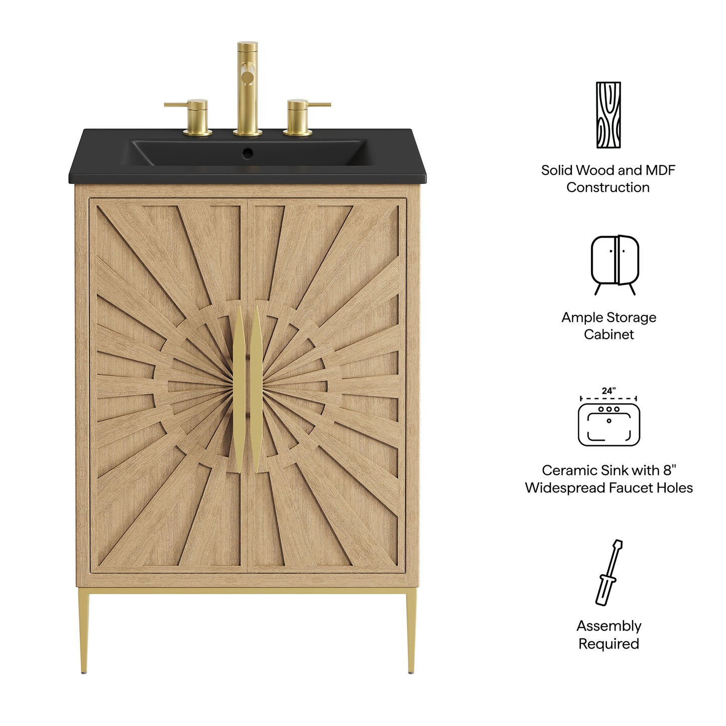 Briar 24" Bathroom Vanity in Oak Black