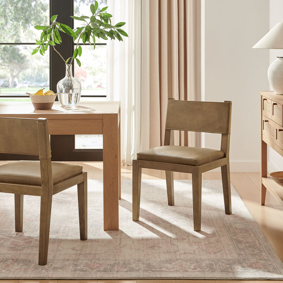 Bora Vegan Leather Dining Side Chair in Toast