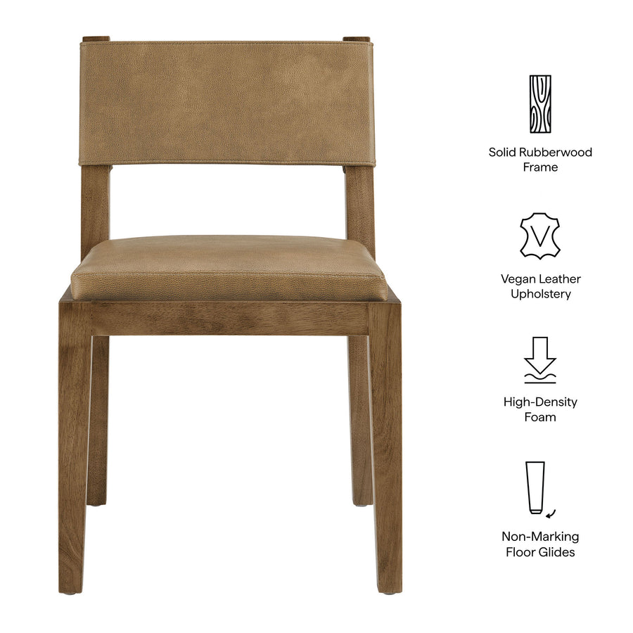 Bora Vegan Leather Dining Side Chair in Toast