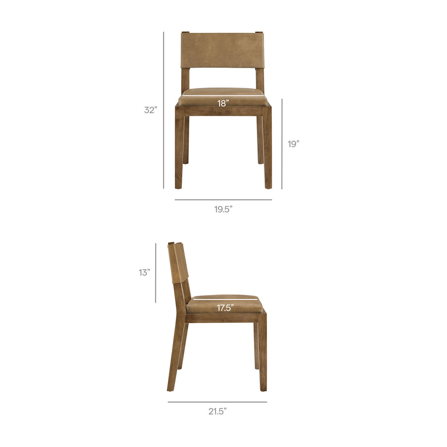 Bora Vegan Leather Dining Side Chair in Toast