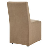 Yara Upholstered Linen-Blend Slipcovered Dining Chair in Almond