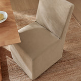 Yara Upholstered Linen-Blend Slipcovered Dining Chair in Almond