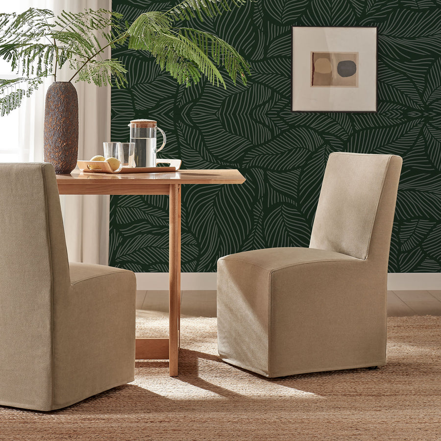 Yara Upholstered Linen-Blend Slipcovered Dining Chair in Almond