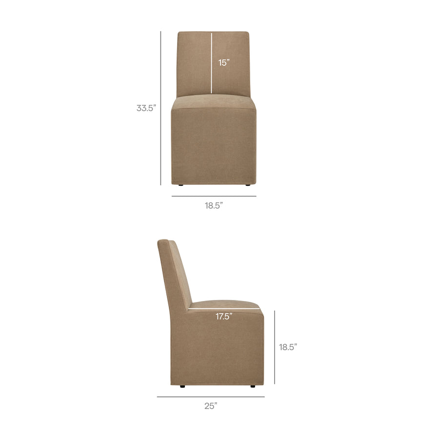 Yara Upholstered Linen-Blend Slipcovered Dining Chair in Almond