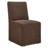 Yara Upholstered Linen-Blend Slipcovered Dining Chair in Cocoa