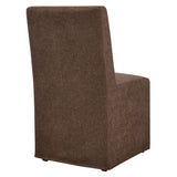 Yara Upholstered Linen-Blend Slipcovered Dining Chair in Cocoa