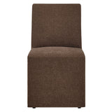 Yara Upholstered Linen-Blend Slipcovered Dining Chair in Cocoa