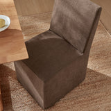 Yara Upholstered Linen-Blend Slipcovered Dining Chair in Cocoa