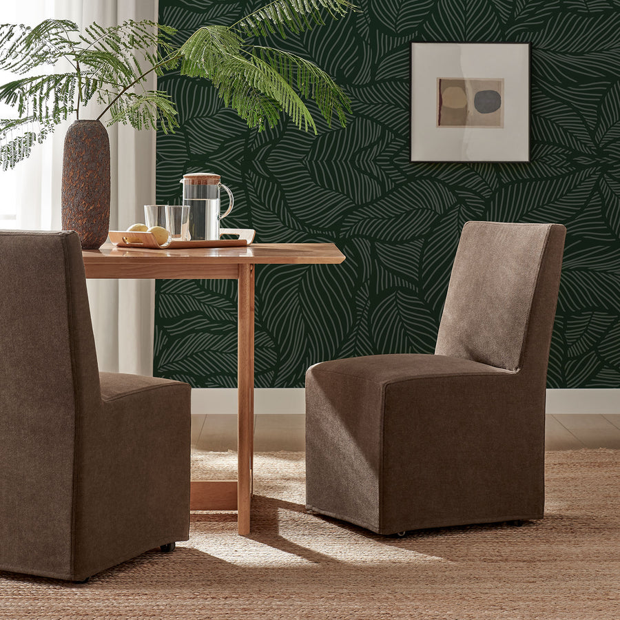 Yara Upholstered Linen-Blend Slipcovered Dining Chair in Cocoa