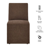 Yara Upholstered Linen-Blend Slipcovered Dining Chair in Cocoa