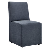 Yara Upholstered Linen-Blend Slipcovered Dining Chair in Denim