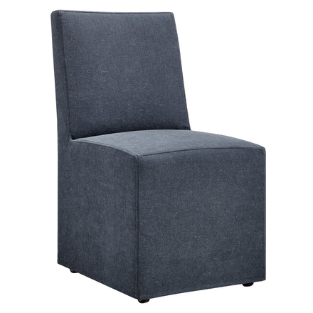 Tessera Upholstered Linen-Blend Slipcovered Dining Chair in Denim