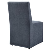 Yara Upholstered Linen-Blend Slipcovered Dining Chair in Denim