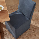 Yara Upholstered Linen-Blend Slipcovered Dining Chair in Denim