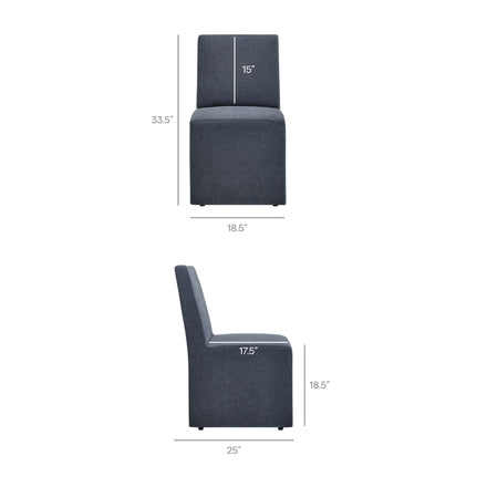 Tessera Upholstered Linen-Blend Slipcovered Dining Chair in Denim