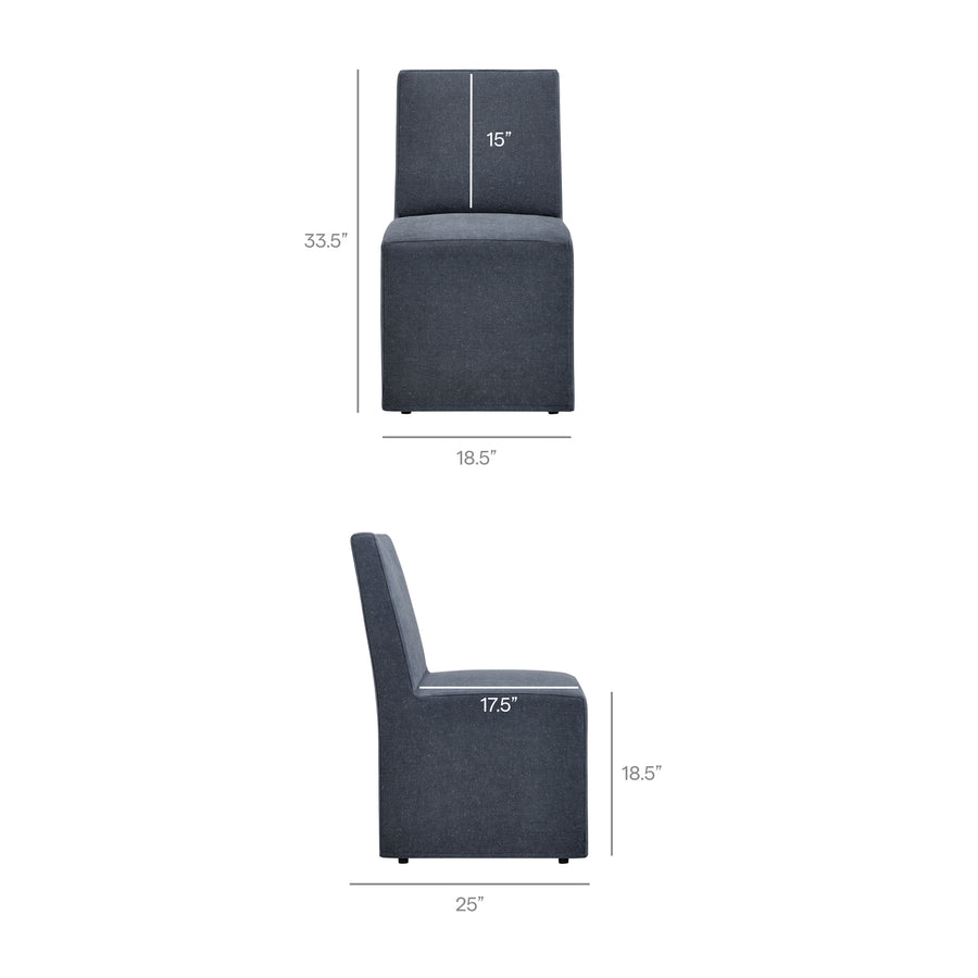 Yara Upholstered Linen-Blend Slipcovered Dining Chair in Denim