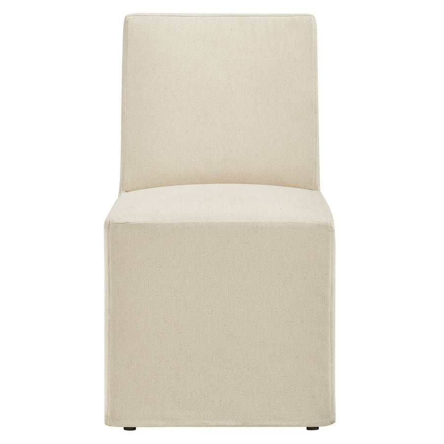 Yara Upholstered Linen-Blend Slipcovered Dining Chair in Linen