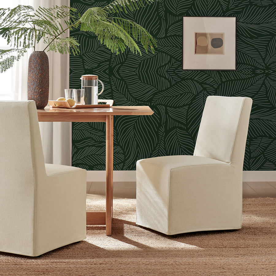 Yara Upholstered Linen-Blend Slipcovered Dining Chair in Linen