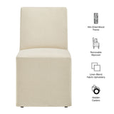 Yara Upholstered Linen-Blend Slipcovered Dining Chair in Linen