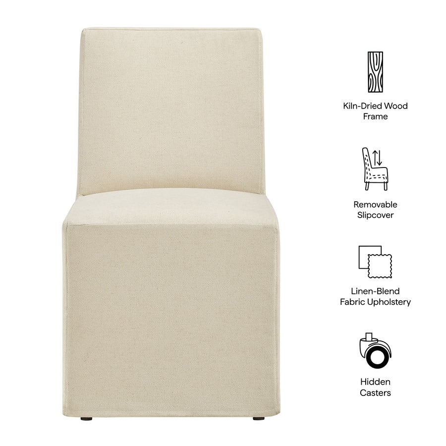 Yara Upholstered Linen-Blend Slipcovered Dining Chair in Linen