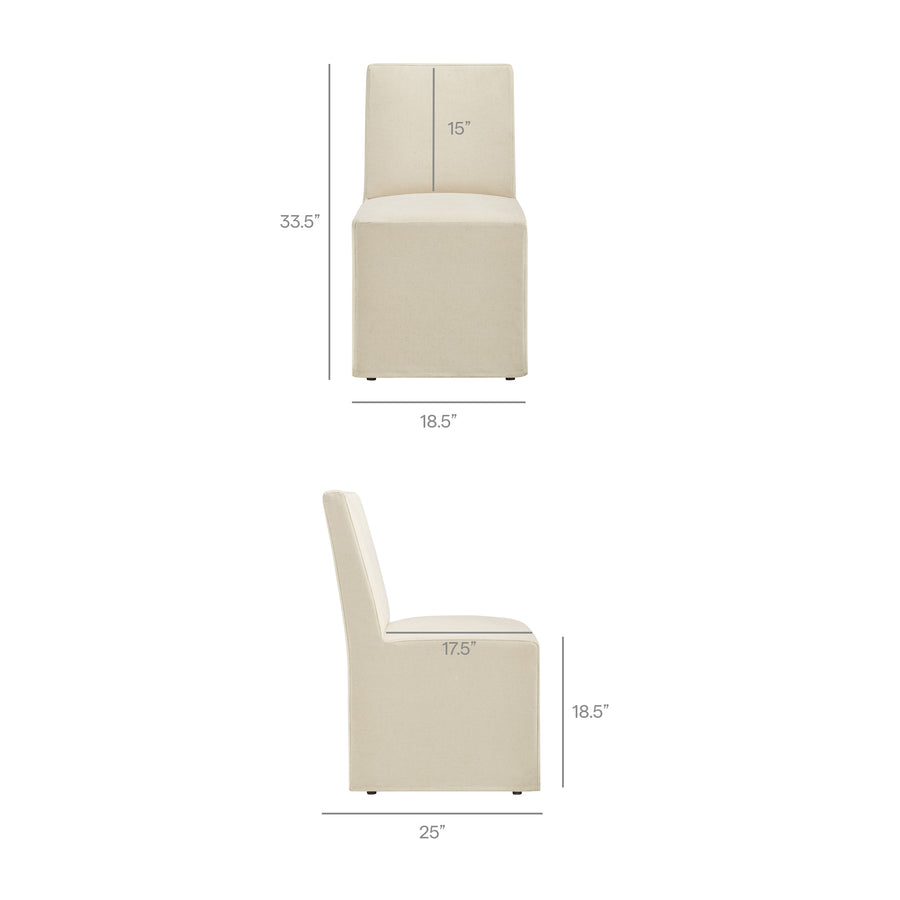 Yara Upholstered Linen-Blend Slipcovered Dining Chair in Linen