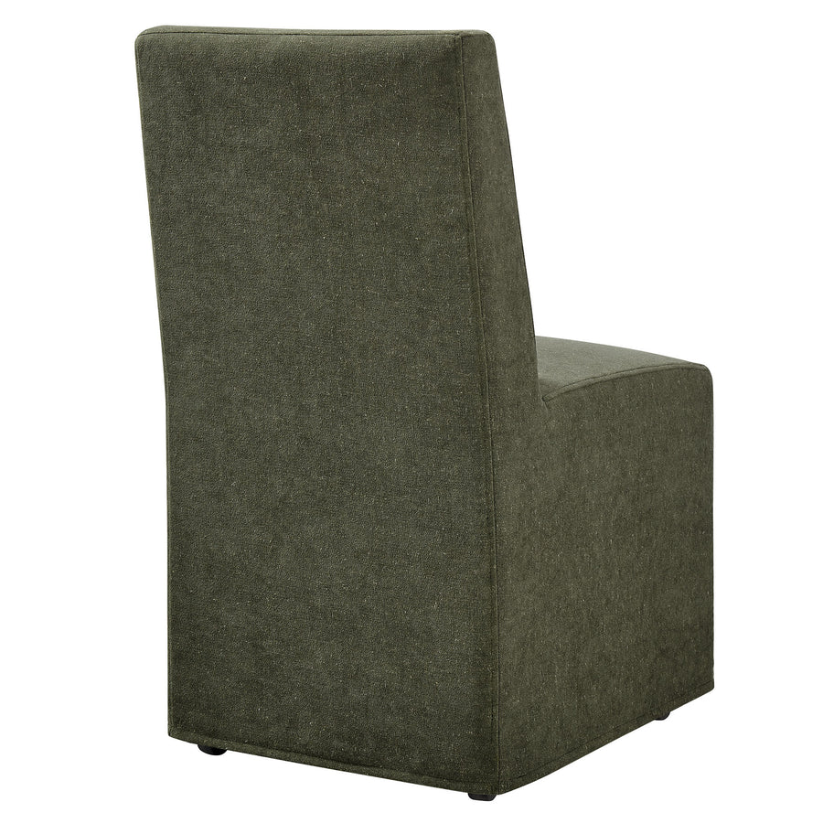 Yara Upholstered Linen-Blend Slipcovered Dining Chair in Sage