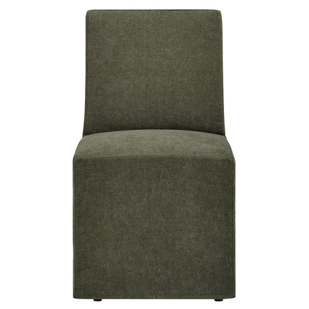 Tessera Upholstered Linen-Blend Slipcovered Dining Chair in Sage