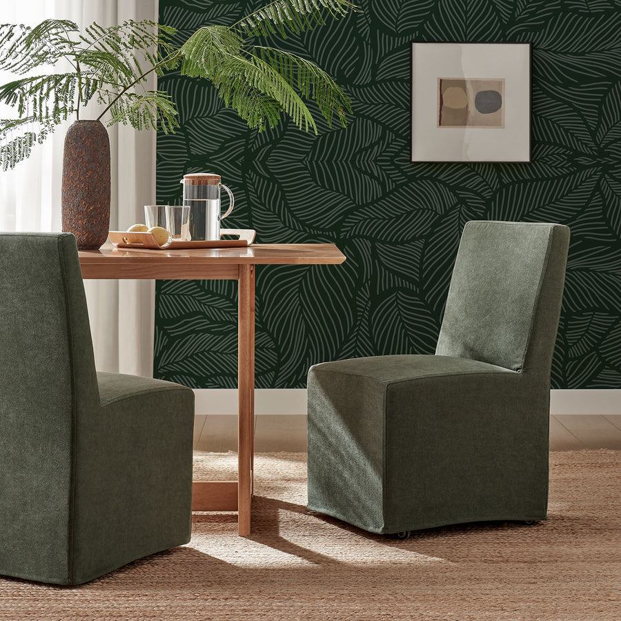 Yara Upholstered Linen-Blend Slipcovered Dining Chair in Sage