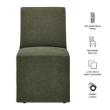 Yara Upholstered Linen-Blend Slipcovered Dining Chair in Sage