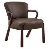 Levante Faux Leather Upholstered Accent Armchair in Espresso