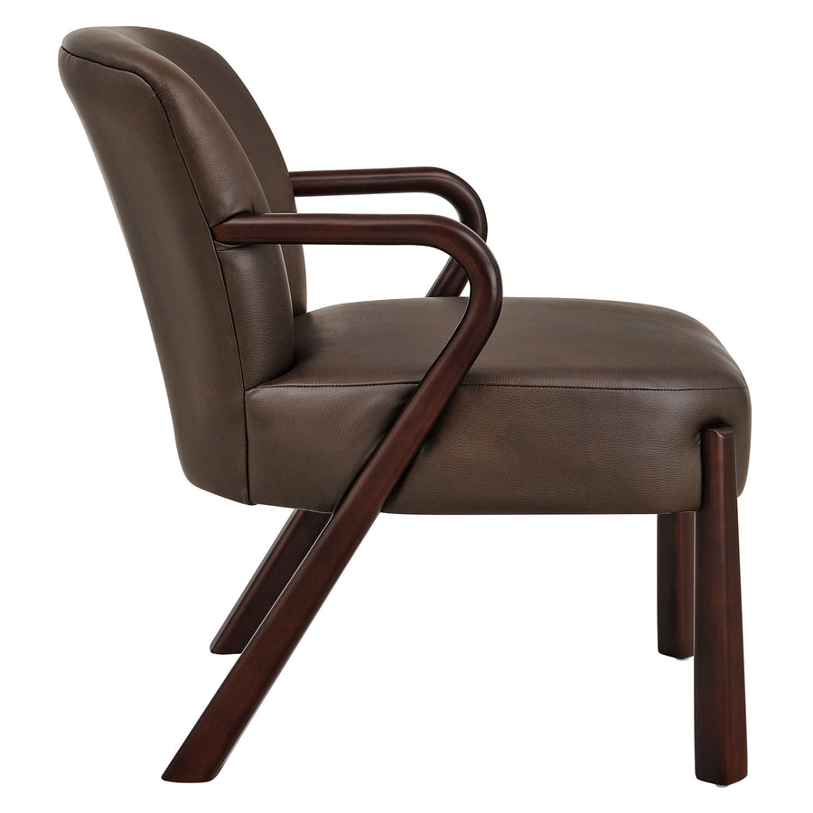 Levante Faux Leather Upholstered Accent Armchair in Espresso