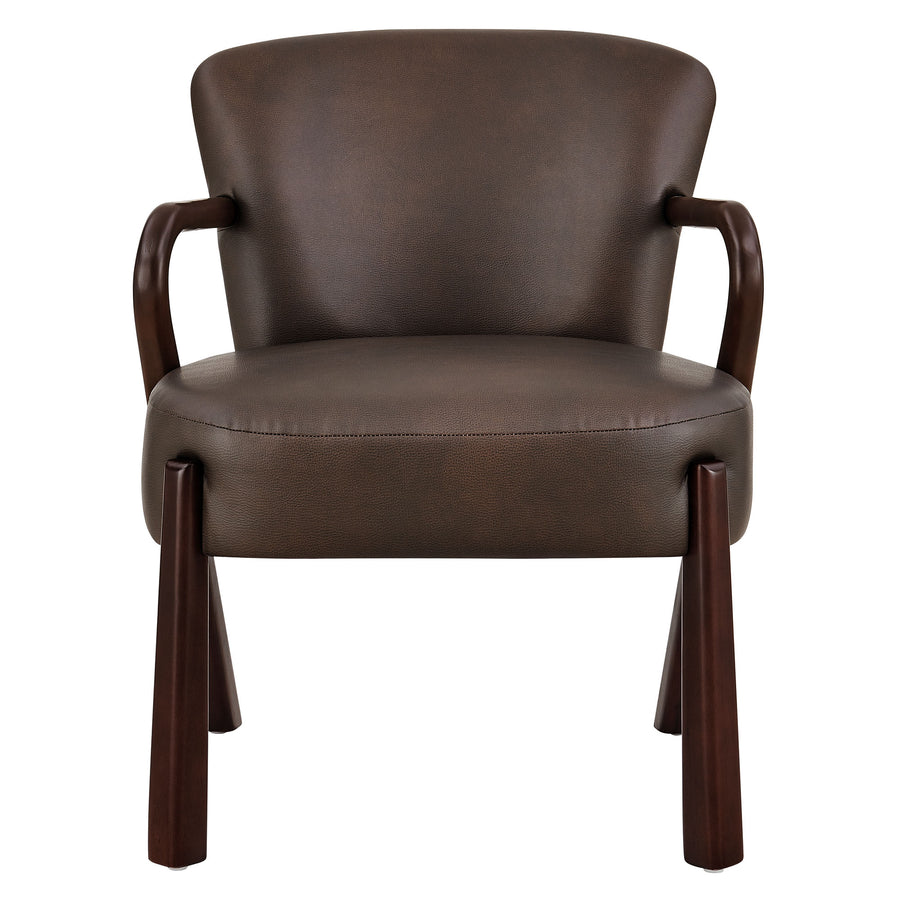 Levante Faux Leather Upholstered Accent Armchair in Espresso