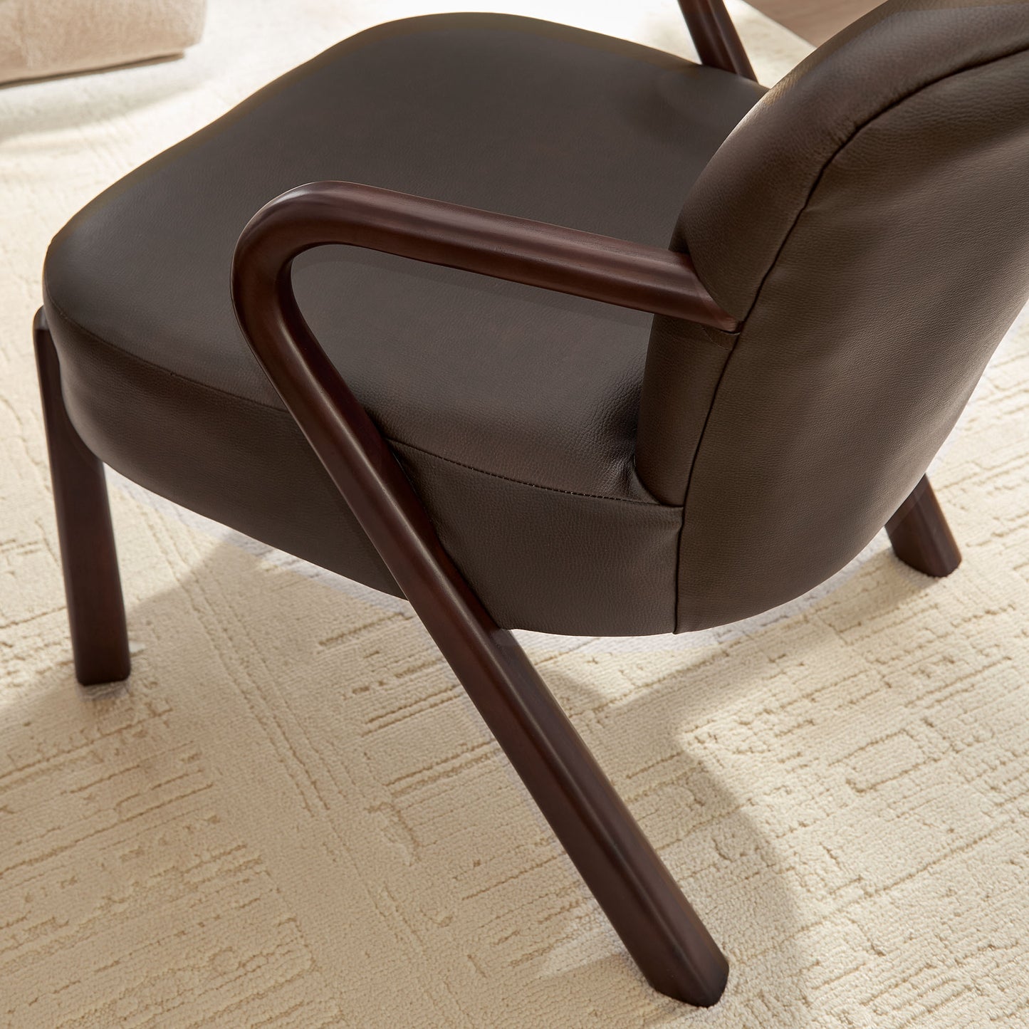Levante Faux Leather Upholstered Accent Armchair in Espresso