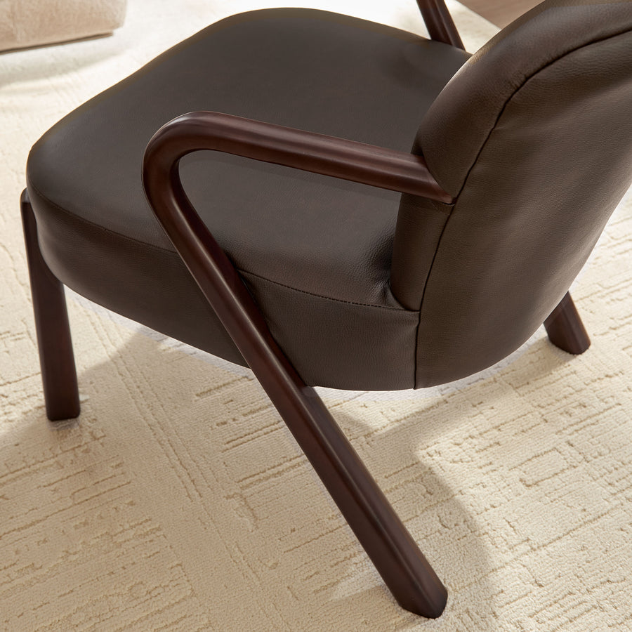 Levante Faux Leather Upholstered Accent Armchair in Espresso