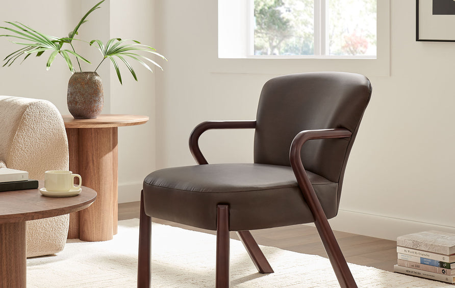 Levante Faux Leather Upholstered Accent Armchair in Espresso