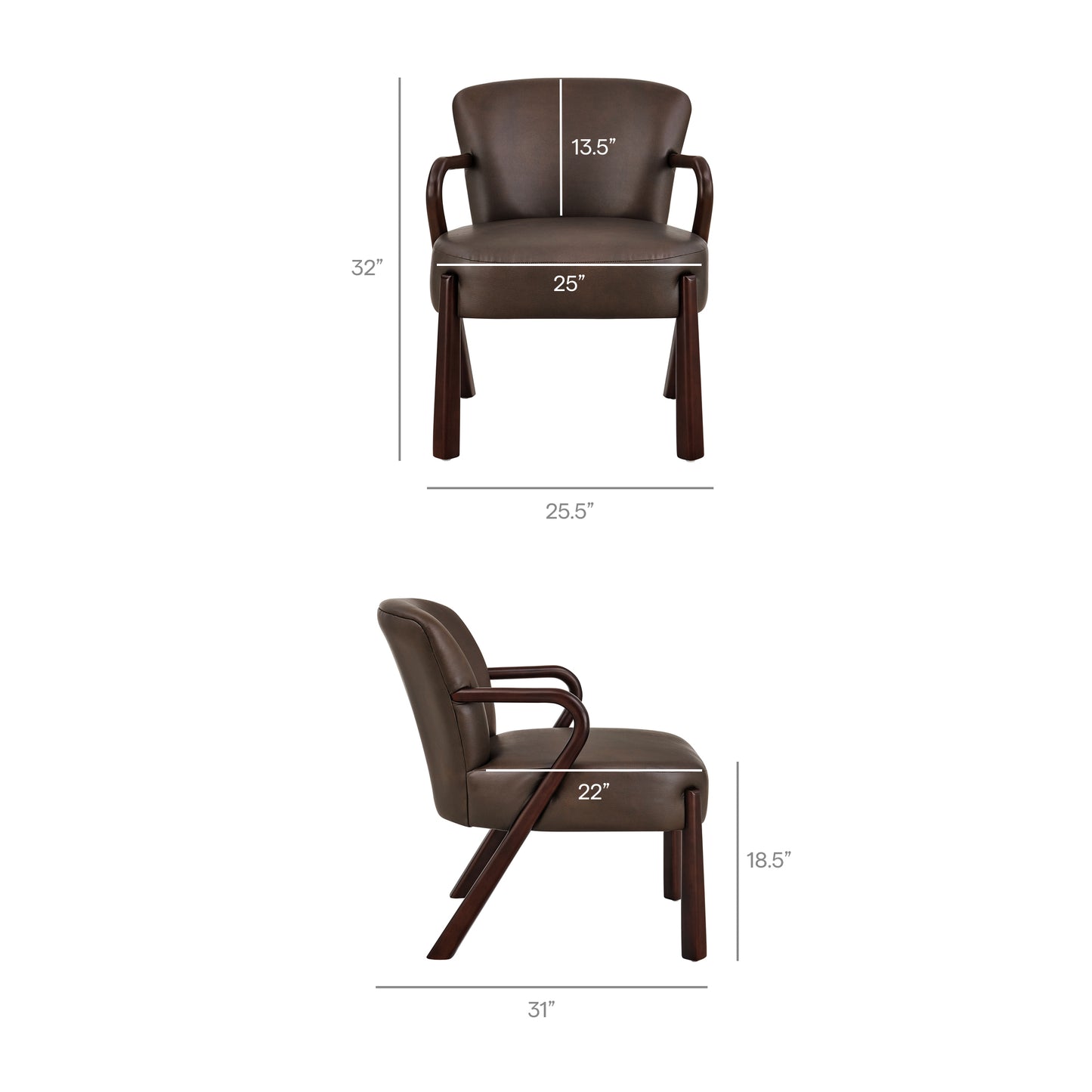 Levante Faux Leather Upholstered Accent Armchair in Espresso