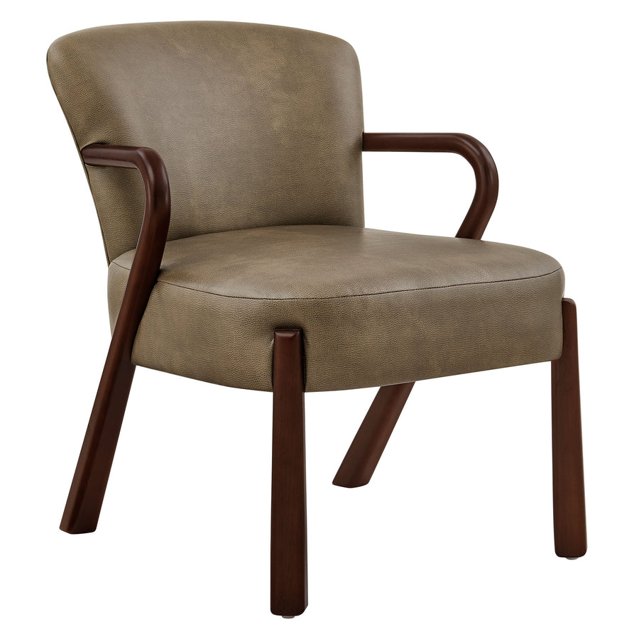 Levante Faux Leather Upholstered Accent Armchair in Mushroom