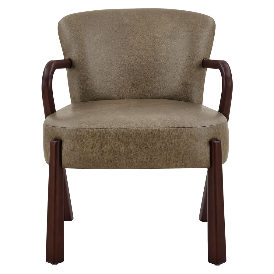 Levante Faux Leather Upholstered Accent Armchair in Mushroom