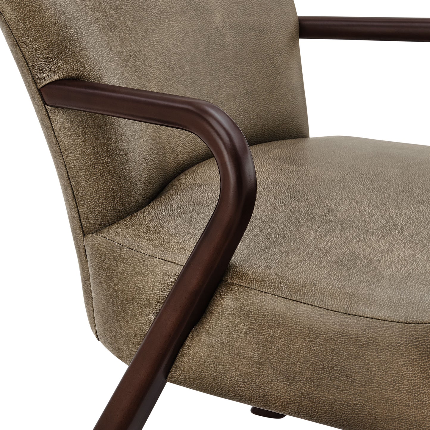 Levante Faux Leather Upholstered Accent Armchair in Mushroom