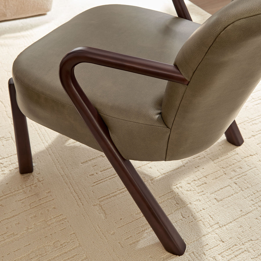 Levante Faux Leather Upholstered Accent Armchair in Mushroom