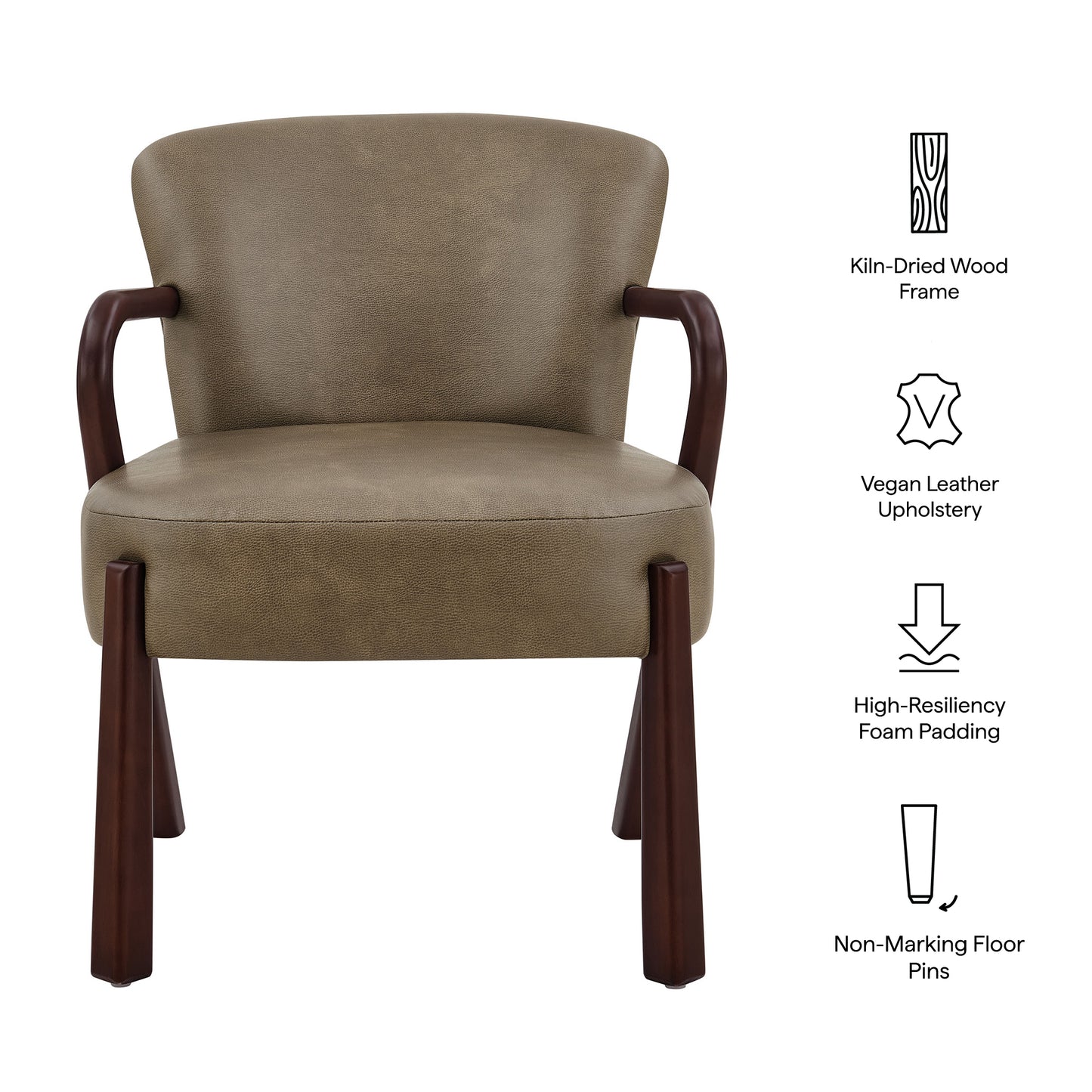 Levante Faux Leather Upholstered Accent Armchair in Mushroom