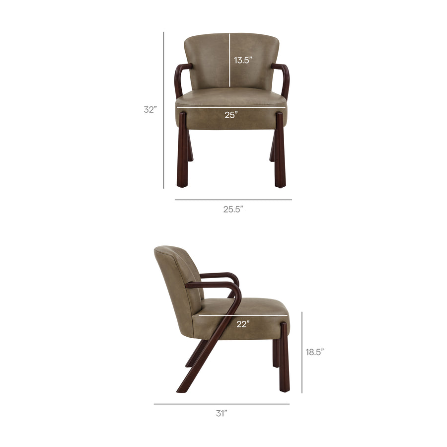 Levante Faux Leather Upholstered Accent Armchair in Mushroom
