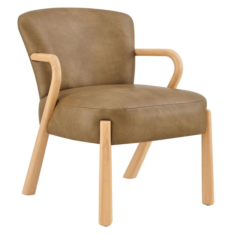Levante Faux Leather Upholstered Accent Armchair in Toast
