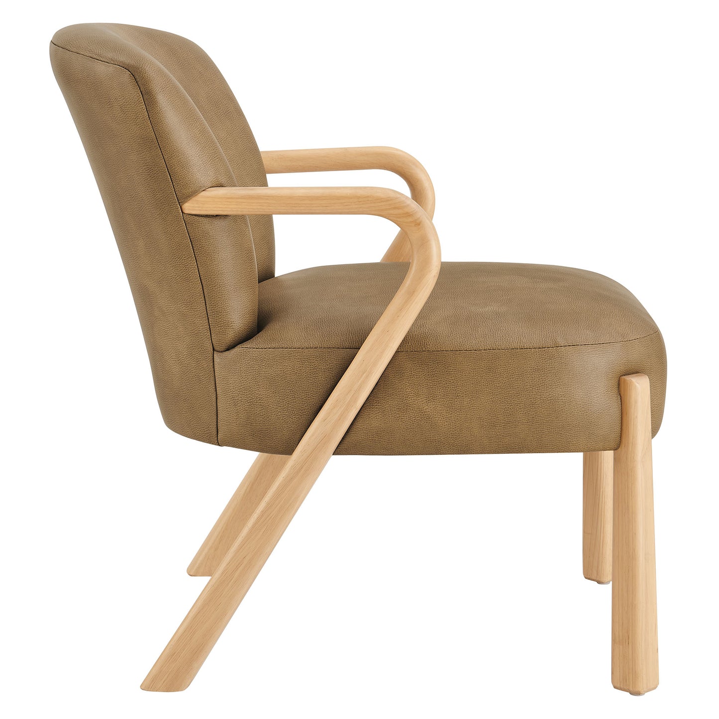 Levante Faux Leather Upholstered Accent Armchair in Toast