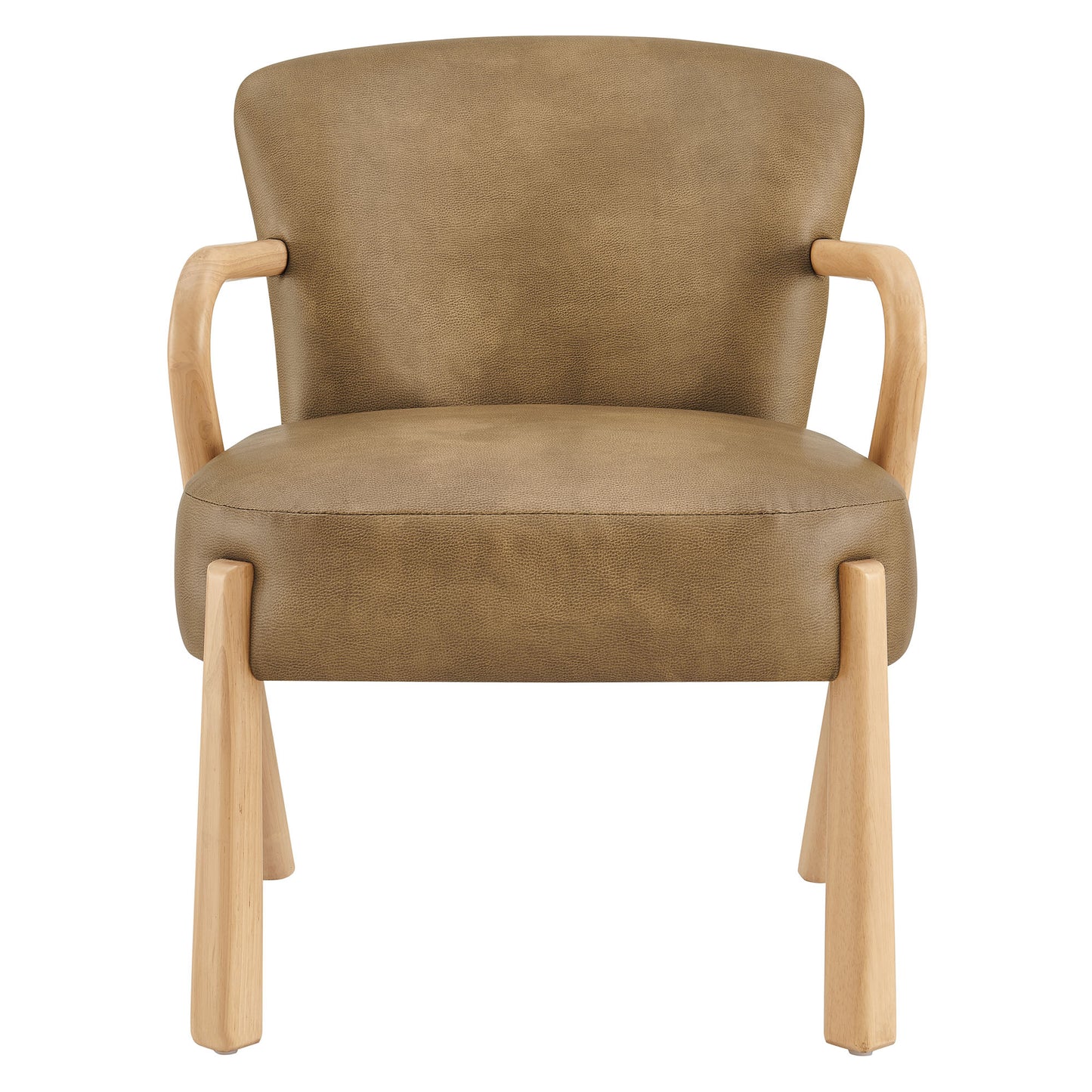 Levante Faux Leather Upholstered Accent Armchair in Toast