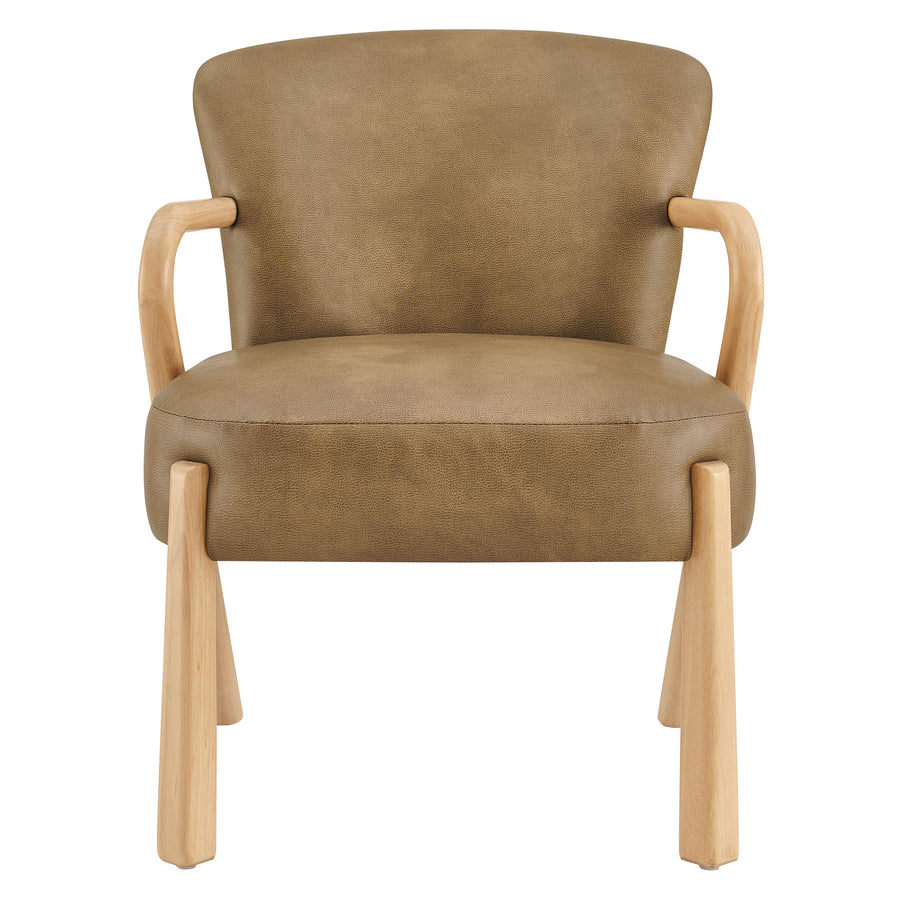 Levante Faux Leather Upholstered Accent Armchair in Toast