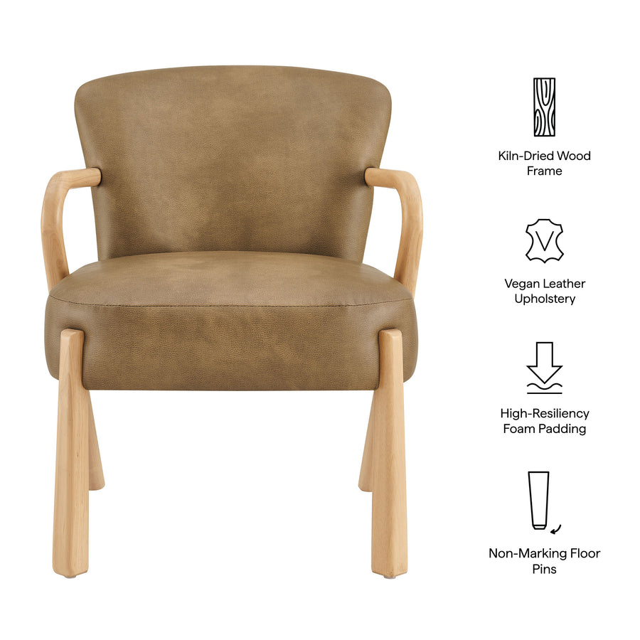 Levante Faux Leather Upholstered Accent Armchair in Toast