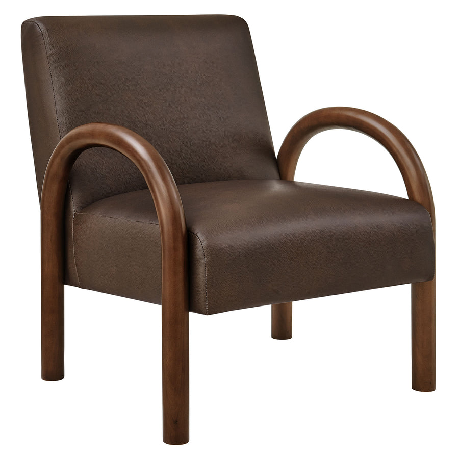 Gareth Faux Leather Upholstered Accent Chair in Espresso