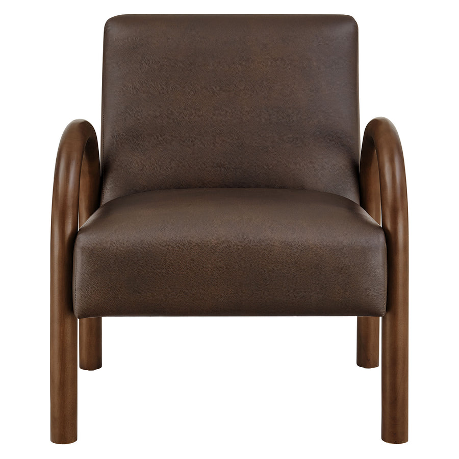 Gareth Faux Leather Upholstered Accent Chair in Espresso